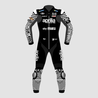 Combinaison motard noire Aleix Espargaro Test Aprilia 2023