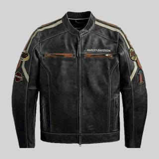 Veste en cuir Harley Davidson Colorblocked pour hommes