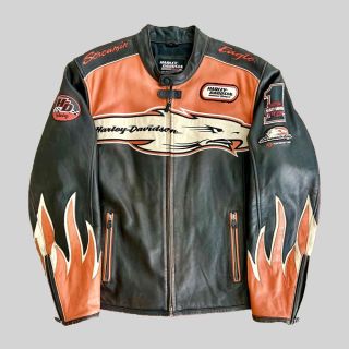 Veste en cuir Harley Davidson Screaming Eagle orange