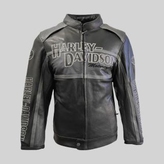Veste de moto en cuir HD Triple Vent pour hommes